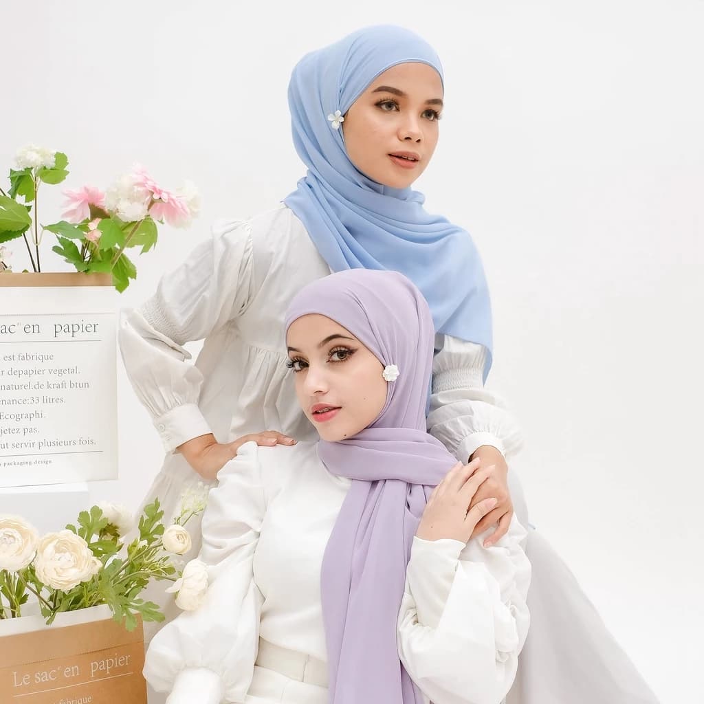 Pashmina Inner Babydoll Instant 2 in 1, Pashmina Inner Turki