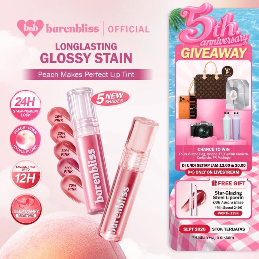 BNB barenbliss Peach Makes Perfect Lip Tint 3ml Liptint Ringan Korea Glossy Stain Melembabkan hingga 24 Jam