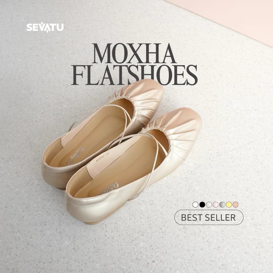 Moxha Flatshoes SEVATU sepatu wanita Flat shoes Tali Silang Ballerina anti lecet minimalis lebaran