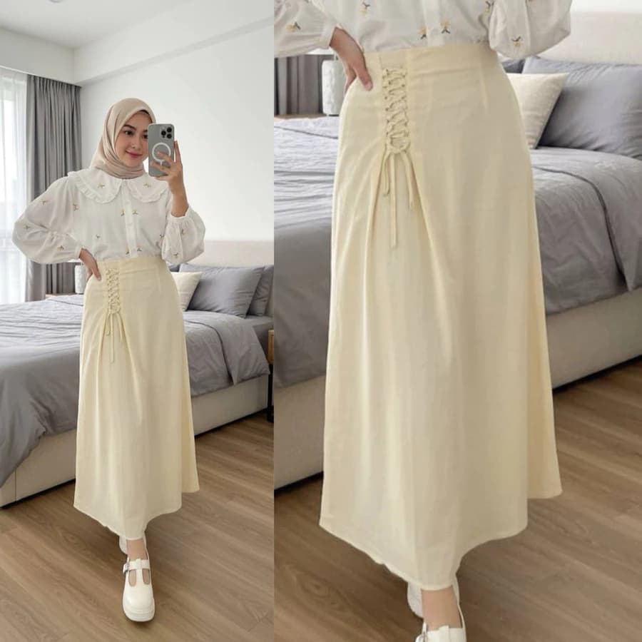 Santika rok korean style linen premium terbaru | Adem nyaman kekinian dan tidak nerawang