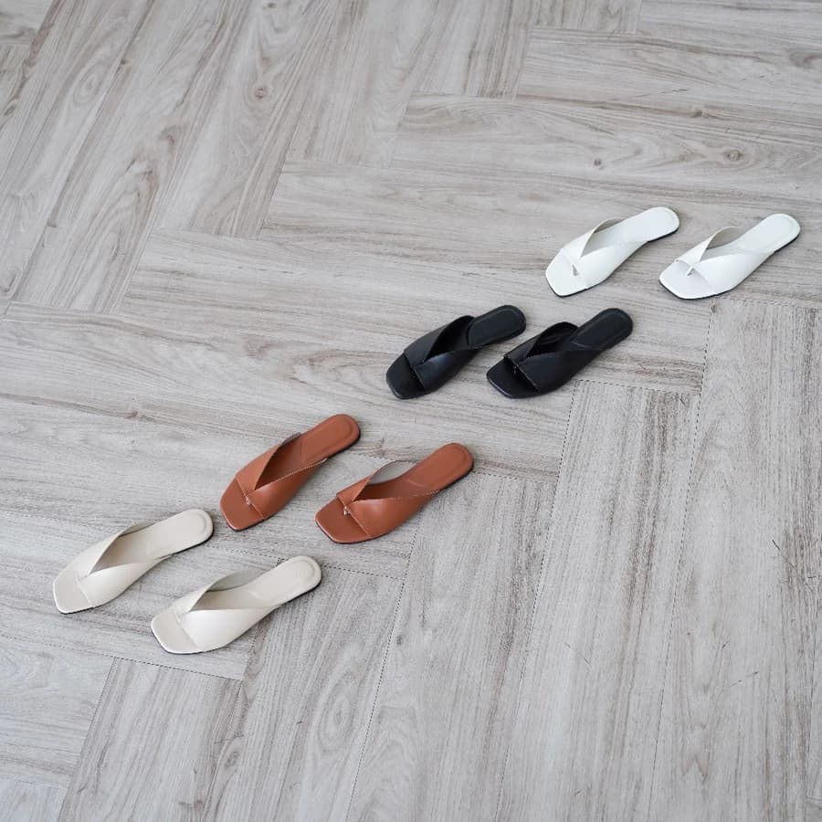 PAULA Sandal Slop Teplek Wanita Daily Casual | Sendal Wanita Polos Kekinian Elegan Flat