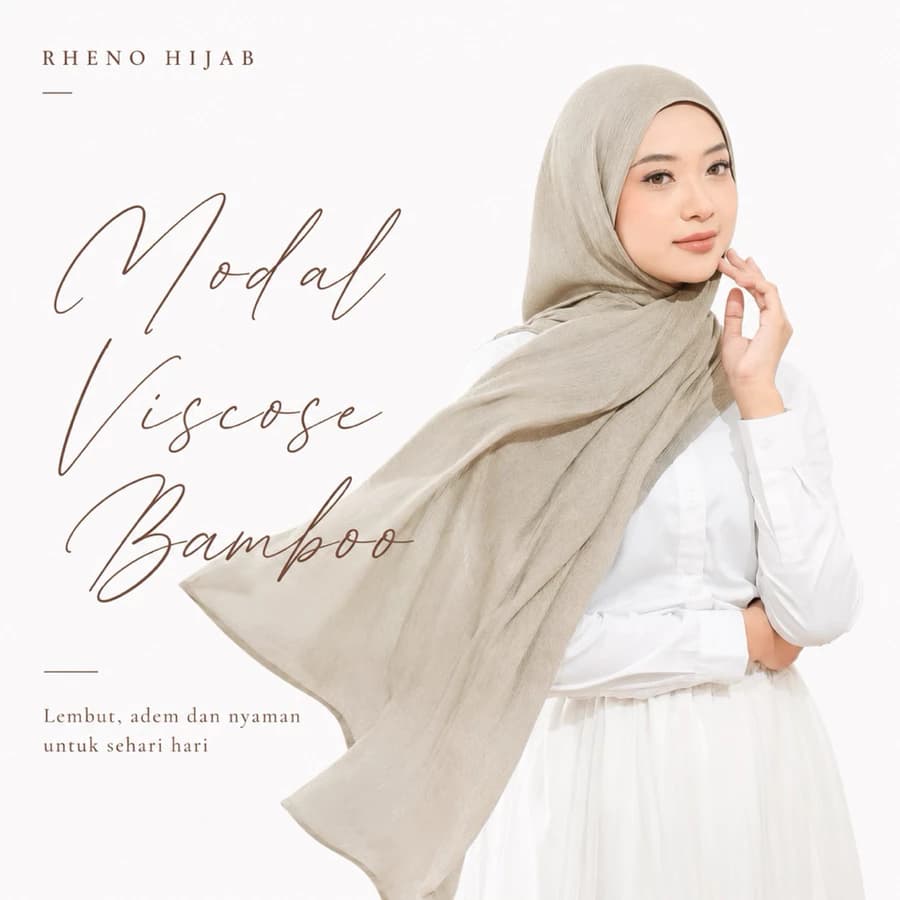 RhenoHijab Pashmina Viscose Bamboo Premium | Hijab Kekinian Adem Lembut Nyaman