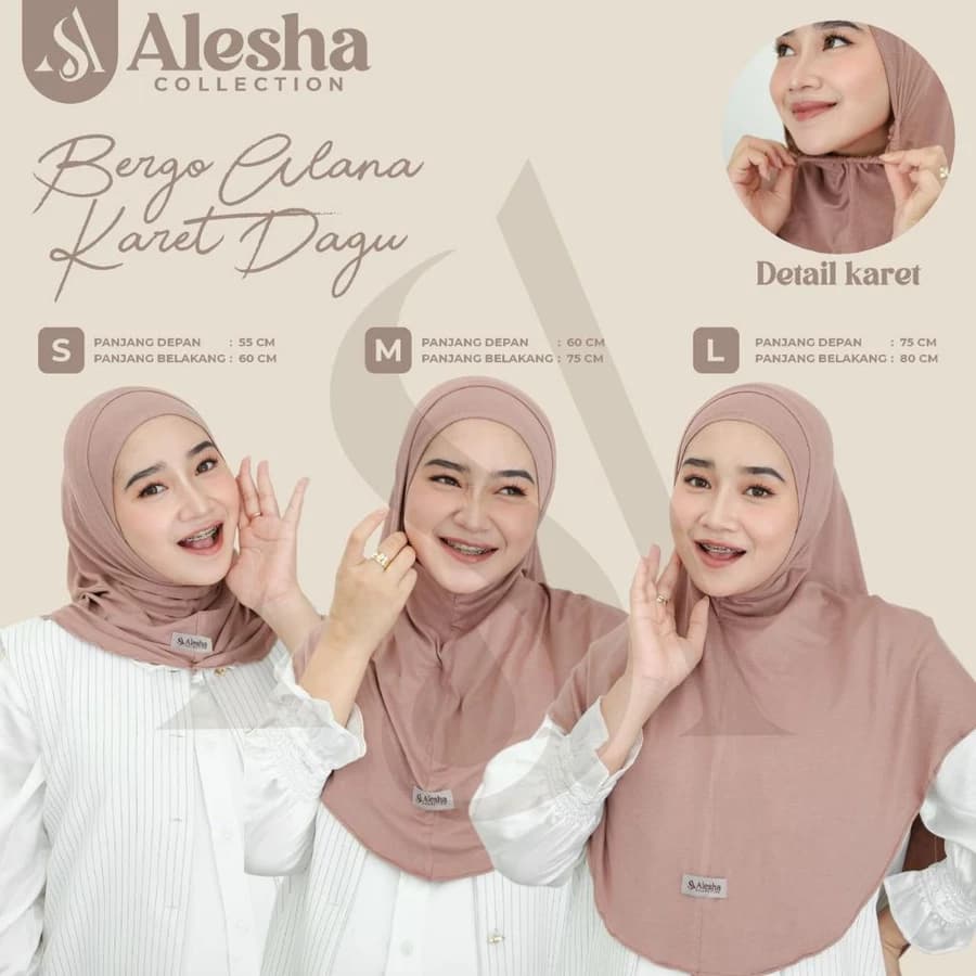 Araya Bergo Instan Rayon Karet Dagu Size S/M/L Kaos Rayon Viscose