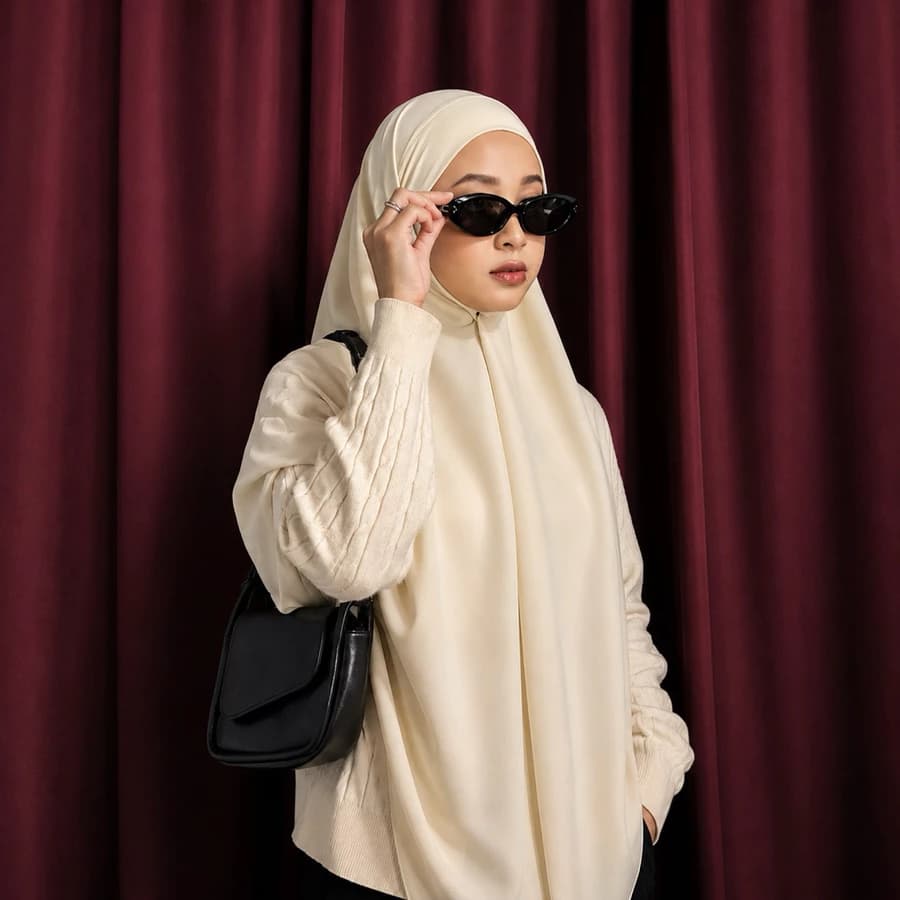 Zeya French Square Hijab Semi Instant Syar'i - French Khimar